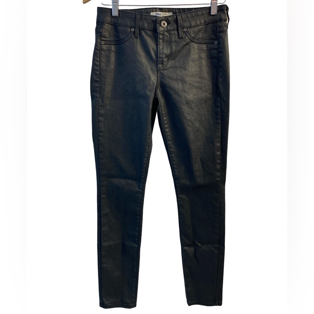 Rich & Skinny Black Wax Coated Denim Size 25